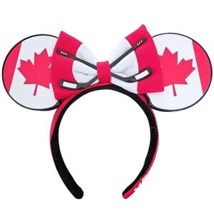 Disney Red And White Canada Themed Epcot Minnie Mouse Ears